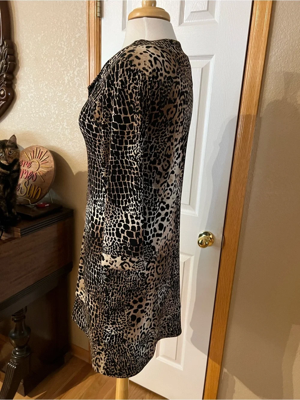 Chico's Leopard Print V-Neck Dress in Brown and Black